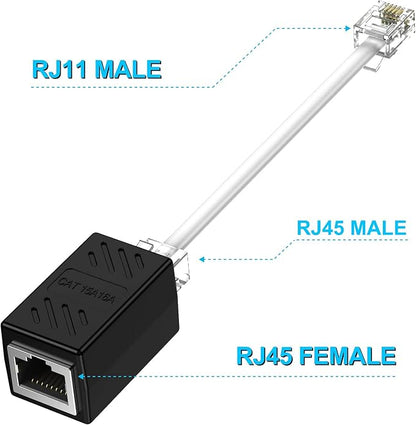 Phone Jack to Ethernet Cable Adapter, RJ45 8P8C Female to RJ11 6P4C Male - Image 4