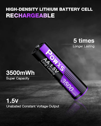 POWXS Rechargeable AA Lithium Batteries 1.5V - Image 6