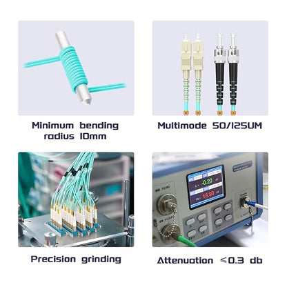 Fiber Patch Cable OM3 SC/UPC to ST/UPC 7ft/2meters, 10Gb/Gigabit MultiMode - Image 5