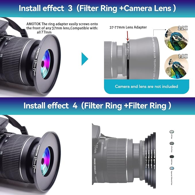 37mm Lens to 77mm Camera Lens Adapter, 37mm to 77mm Filter Step-up Ring Adapter - Image 7