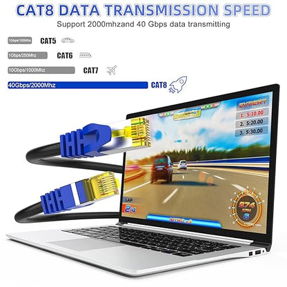 Cat 8 Ethernet Cable 70 ft, 30 ft 35 ft 50 ft 100 ft Heavy Duty High Speed - Image 3