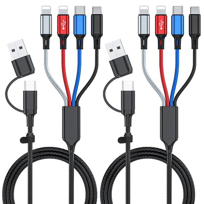 6 in 1 Multi Charging Cable 2Pack - 6FT USB Cable 3A Charger Cable Braided by Ankndo