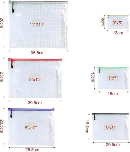 Oaimyy-16Pcs, Mesh Zipper Pouch Document Folders Bag & Plastic Zip File Folders - Image 2