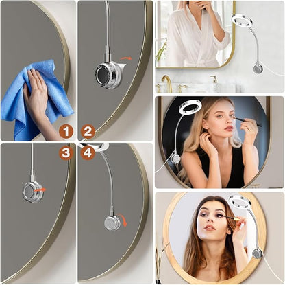 Suction Cup LED Vantiy Lights for Mirror, Flexible Gooseneck Stick on Selfie - Image 5