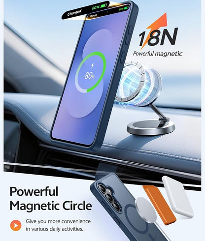 FNTCASE for Samsung Galaxy S25 FE Case: Magnetic Translucent Matte Military - Image 3