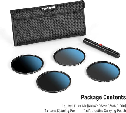 Neewer 49mm ND Lens Filter Set, ND16/ND32/ND64/ND1000, Lens Cleaning Pen - Image 8