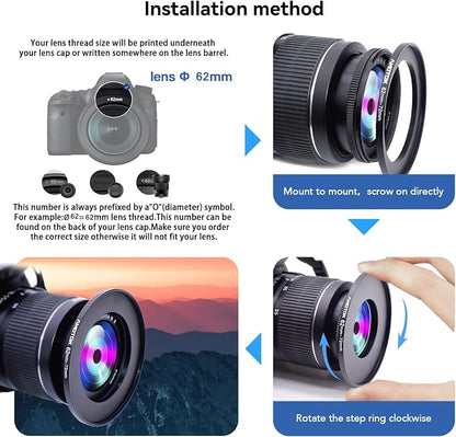 62mm Lens to 72mm Camera Lens Adapter, 62mm to 72mm Filter Step-up Ring Adapter - Image 5