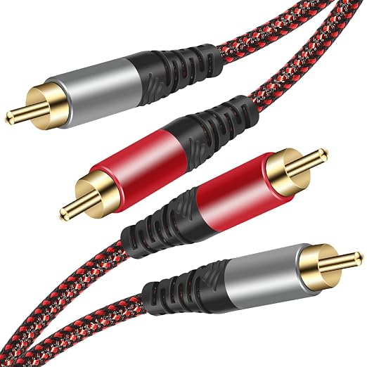 RCA Cable 25Ft, 2Rca Male to 2-RCA Male Audio Stereo Subwoofer Cable by Tiierzon
