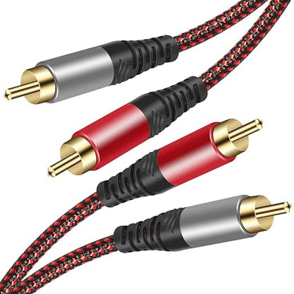 RCA Cable 25Ft, 2Rca Male to 2-RCA Male Audio Stereo Subwoofer Cable by Tiierzon