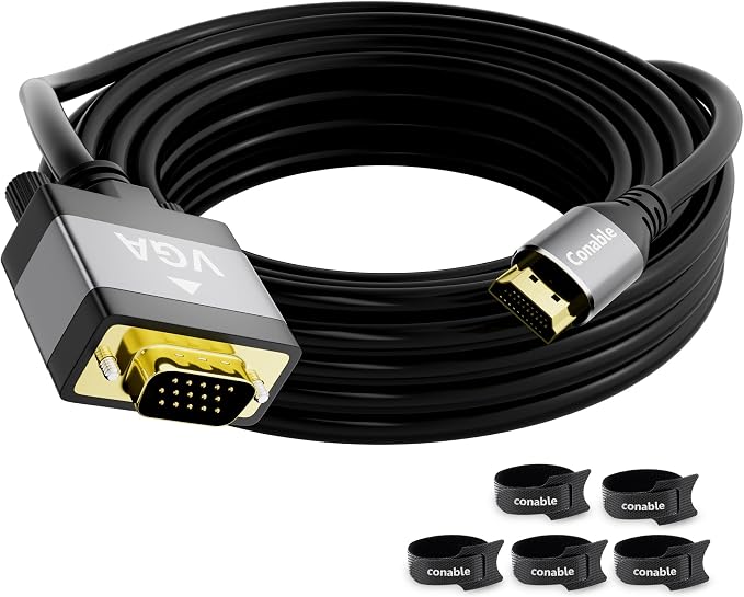 HDMI to VGA Cable 4 FT, Uni-Directional HDMI to VGA Cable, Aluminum Shells by Conable