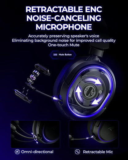 Wireless Gaming Headset, 7.1 Surround Sound, 2.4GHz USB Gaming Headphones - Image 5