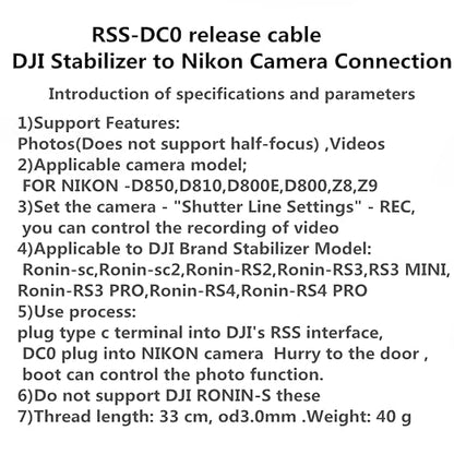 DJI NK Cable z8 z9 d800 d810 d800e d5 Camera Shutter Release Cable stabilizer - Image 8