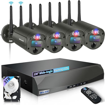 【90 Days Storage & 130° Wide Angle】 Wireless Security Camera System, Wireless by WEILAILIFE