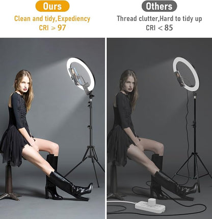 12 inch Ring Light with Stand 2800mAh Rechargeable, LED Circle Selfie Cordless - Image 4