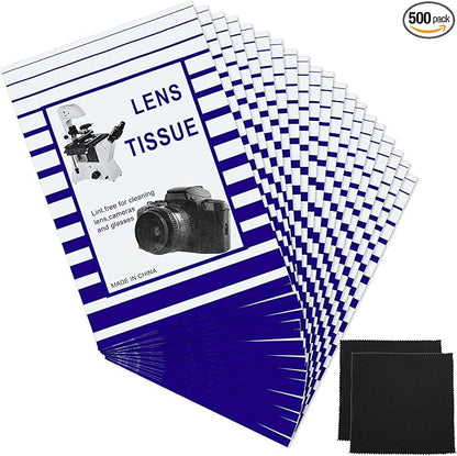 500 Pieces Lens Cleaning Paper Tissue and 2 Double Sided Cleaning Cloth-Lens by Outus