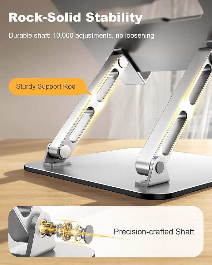 Ergonomic Laptop Stand, Dual-Bar Support & Height Adjustable Laptop Riser Holder - Image 3