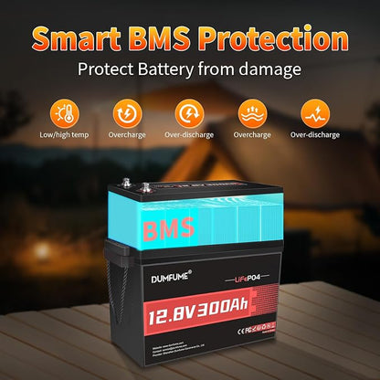12V 300Ah Lithium LiFePO4 Battery, 200A BMS Max.3840W Load Power, Rechargeable - Image 5