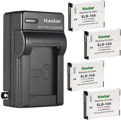 Kastar 4-Pack SLB-10A Battery and AC Wall Charger Replacement by Kastar