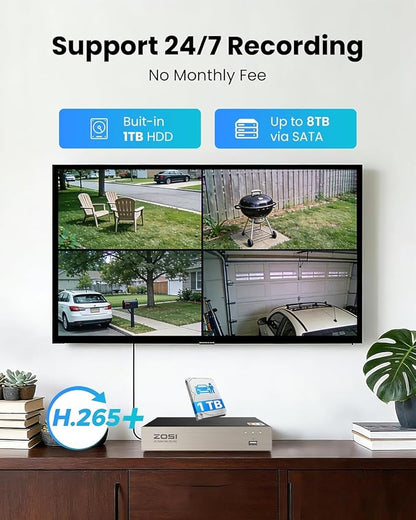 ZOSI 8CH 3K Lite Home Security Camera System, AI Human/Vehicle Detection - Image 6