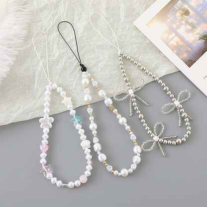 Beaded Phone Charm Lanyard Strap Girly Style Fixed Beads Pearl Lanyards - Image 6