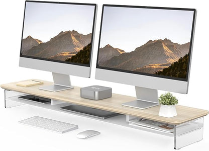 Fenge Acrylic Monitor Stand Riser, 42.5 Inches Dual Monitor Stand by Fenge