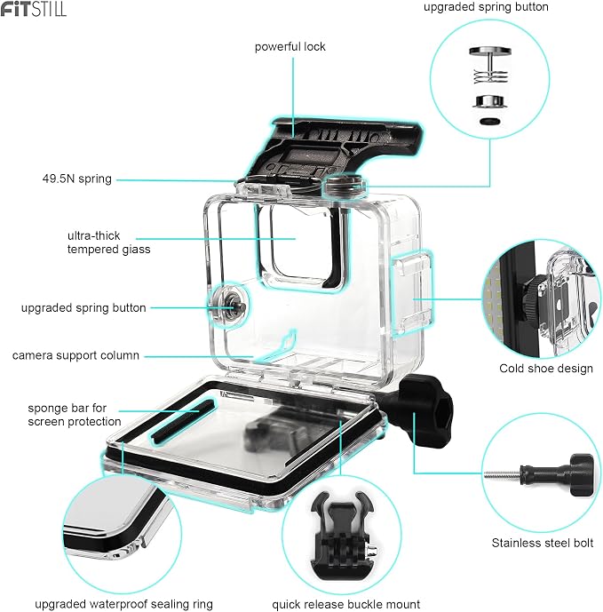 FitStill 196FT/60M Underwater Waterproof Diving Housing Compatible - Image 5