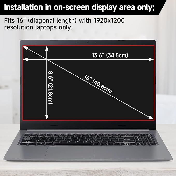 16 Inch 16:10 Laptop Privacy Screen Filter, Anti Blue Light Glare & Anti - Image 6