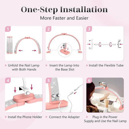 LIONVISON Half Moon Light for Nail Tech: 31 inch Lash LED Lamp - 48W Foldable - Image 9