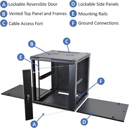 AEONS 12U Professional Wall Mount Network Server Cabinet Enclosure 19-Inch - Image 7