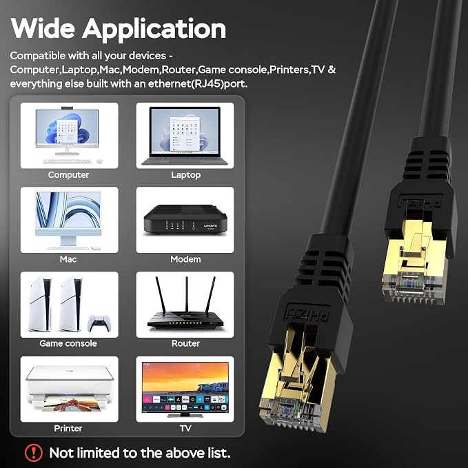 Cat7 Ethernet Cable 200ft, Outdoor Indoor Network Shielded Grounded UV - Image 7