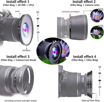 30mm Lens to 52mm Camera Lens Adapter, 30mm to 52mm Filter Step up Ring Adapter - Image 6