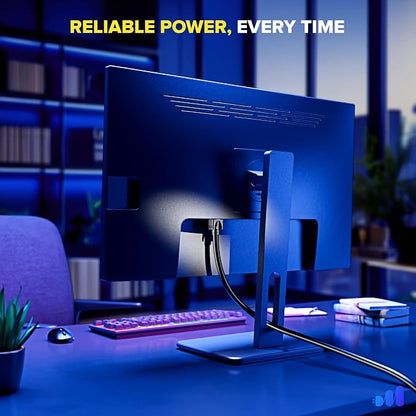 Maximm Monitor Computer Power Cord 15 Ft Flat Plug 360° Rotating PC Cable 3 - Image 4