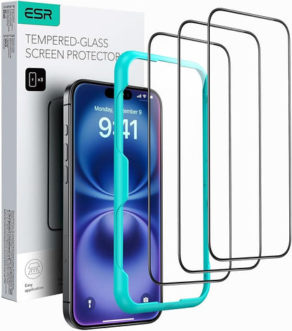 ESR 3 Pack for iPhone 16 / iPhone 15 Screen Protector, Full Coverage Tempered by ESR