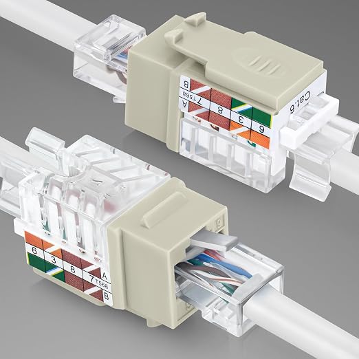 Everest 45° Angled RJ45 Cat6 Keystone Jacks 50-Pack in Ivory - Image 8