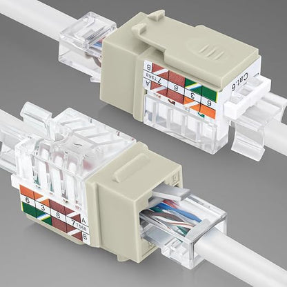 Everest 45° Angled RJ45 Cat6 Keystone Jacks 50-Pack in Ivory - Image 8