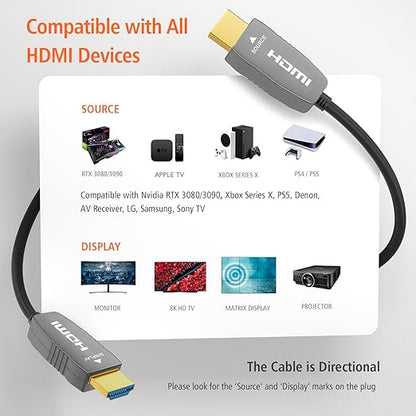 RUIPRO 8K HDMI Fiber Optic Cable CL2 Rated 165 Feet 48Gbps 8K60Hz 4K120Hz - Image 6