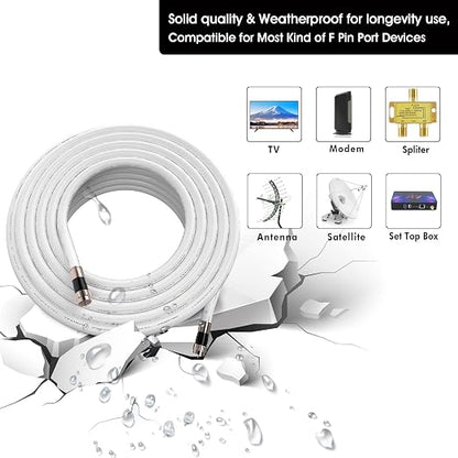 75ft RG6 Coaxial Cable White, 75 Ohm Coax Cable - Image 2