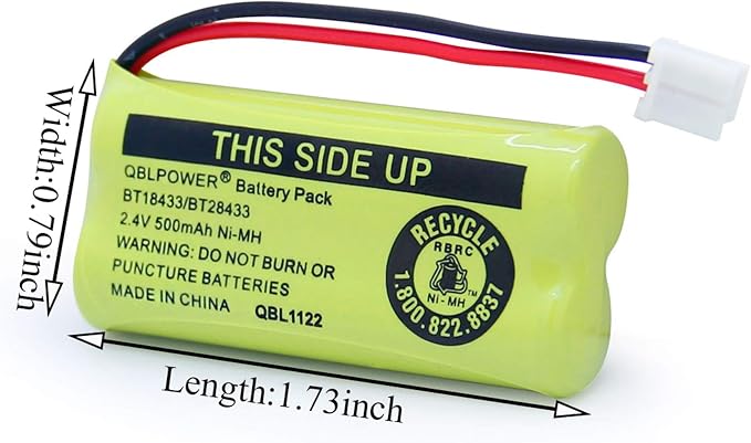 BT18433 BT28433 BT184342 BT284342 BT1011 BT-1011 2.4V 500mAh Ni-MH Replacement - Image 3