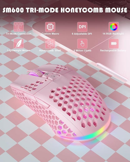 SM600 Pink Wireless Gaming Mouse - Image 2