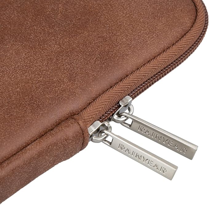 RAINYEAR 15 Inch Laptop Sleeve PU Suede Leather Case Padded Cover Water - Image 5