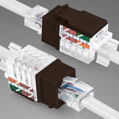 Everest 45° Angled RJ45 Cat6 Keystone Jacks 50-Pack in Brown - Image 8