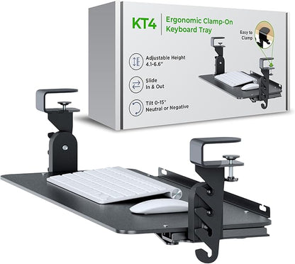 Kt4 Clamp on Keyboard Tray, Adjustable Slide Out Drawer by UncagedErgonomics
