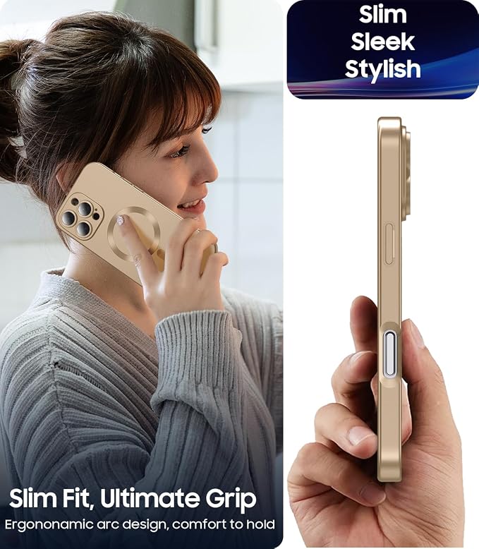 Magnetic for iPhone 16 Pro Case Slim Soft Silicone Bumper Shockproof Metallic - Image 7