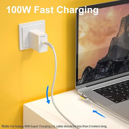 Fasgear 100W USB C to Type C 90 Degree Cable 10ft, USB 3.1 Gen 2 10Gbps Data 5A - Image 3