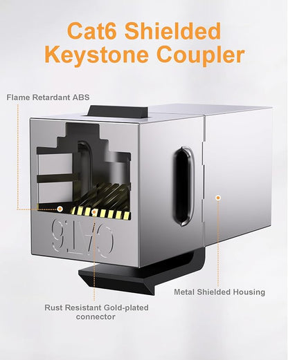 40 Pack Cat 6 Shielded Keystone Coupler, Cat6 Keystone Jacks Female to Female - Image 3