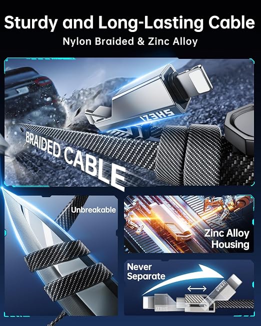 SHEZI 4-in-1 USB C Cable 60W 5FT Compatible - Image 5