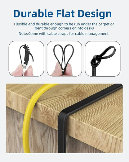 Yauhody CAT 6 Ethernet Cable 3ft 12-Pack Black, High Speed Solid Flat CAT6 - Image 3