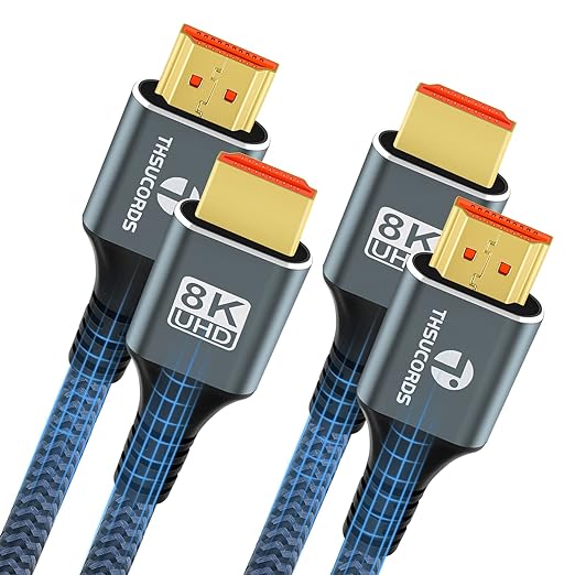 8K 4K HDMI Cable 1.6FT 2 Pack, High Speed Braided HDMI to HDMI 2.1 Cord by Thsucords