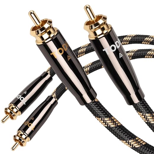 TODN High End RCA Cables for Audiophile 2 RCA Male to Male Stereo Audio Cable by TODNAudio