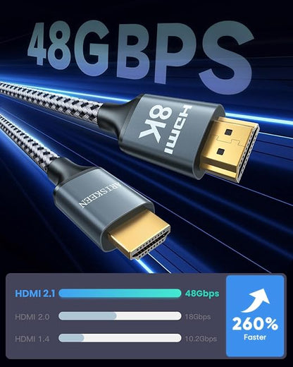 ARISKEEN 8K HDMI Cable 18 FT, 48Gbps High Speed HDMI 2.1 Cable, 8K 60Hz - Image 2